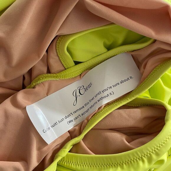 J. Crew Swimsuit Sz 22 One Piece Ruched One Shoulder Lemon Sorbet Yellow BC108 - Picture 9 of 10